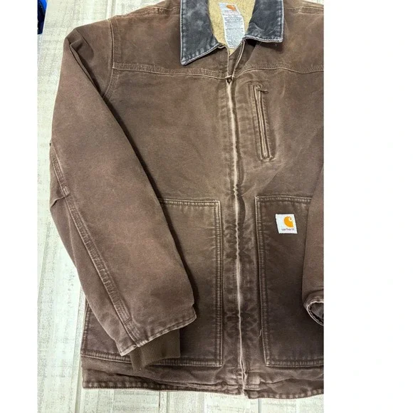Carhartt Women's Sherpa Lined Canvas Work Jacket Brown Regular Large WCI081 - Picture 4 of 16